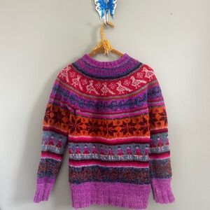 1980s Vintage Wool Colorful Patterned Women's Sweater